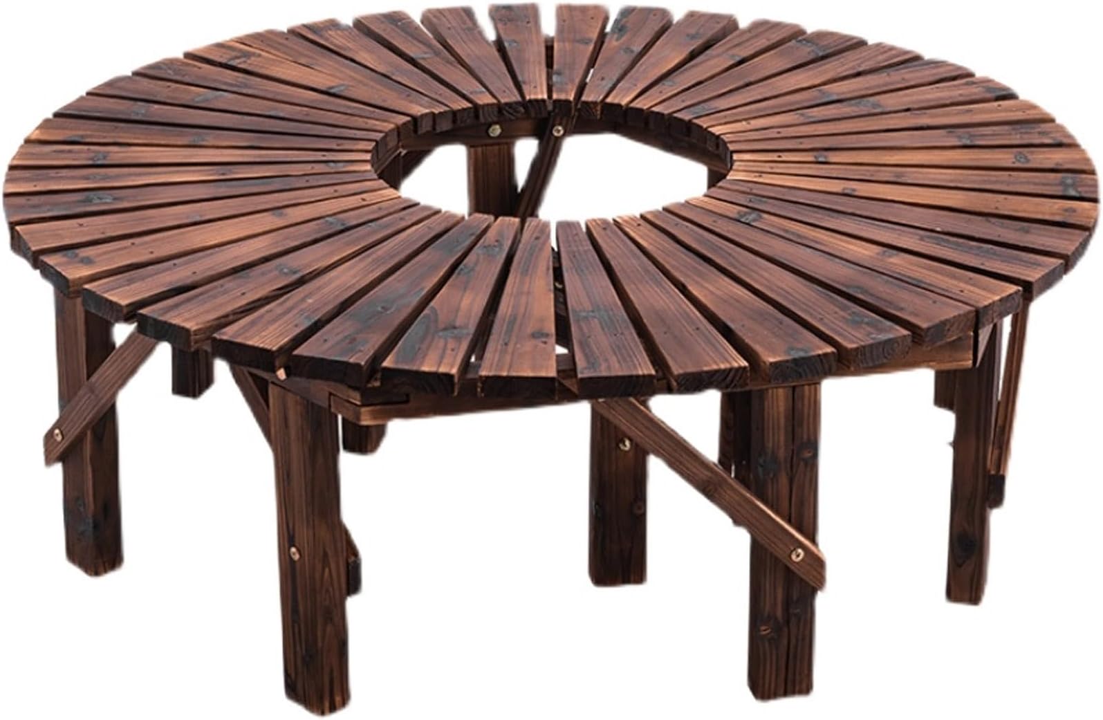 Weatherproof Solid Wood Backless BenchMultiFunctional Outdoor Seating & Flower Planter StandDurable Slatted Seat for Garden Park or Tree Surround (Set of 2)