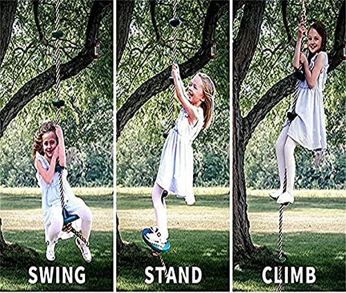VELIHOME Corda de escalada para crianças, balanço de corda de escalada de árvore com plataforma e as