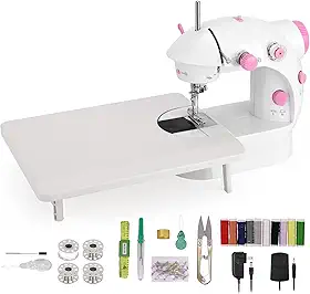 Mini Máquina Costura Máquina Costura Portátil com Mesa Extensível Luz 110V 220V Máquina Costura Doméstica para DIY Roupas Casa Viagens