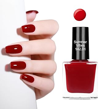 Red Nail Polish - Quick Dry, Vegan, Chip-Resistant, Long Lasting for Nail Art DIY, 0.43 fl oz