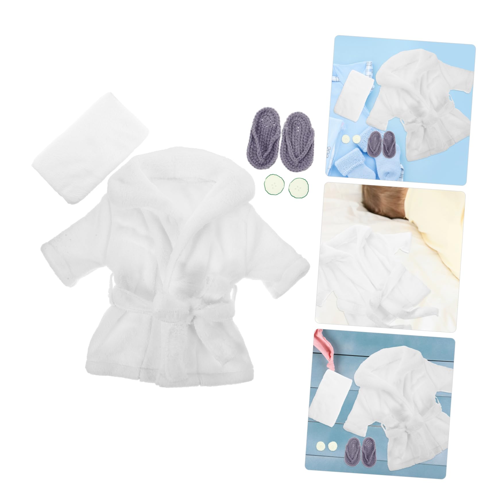 Ciieeo Kit de Bata de Baño para Fotografía de Recién Nacidos Juego de Toallas para Bebé Toalla de Baño para Niños Pequeños Capucha Polar Coral Bebé