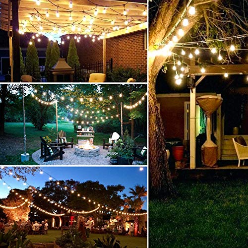 image for hykolity LED Outdoor String Lights, 48FT with 15 Hanging Sockets, 17 D