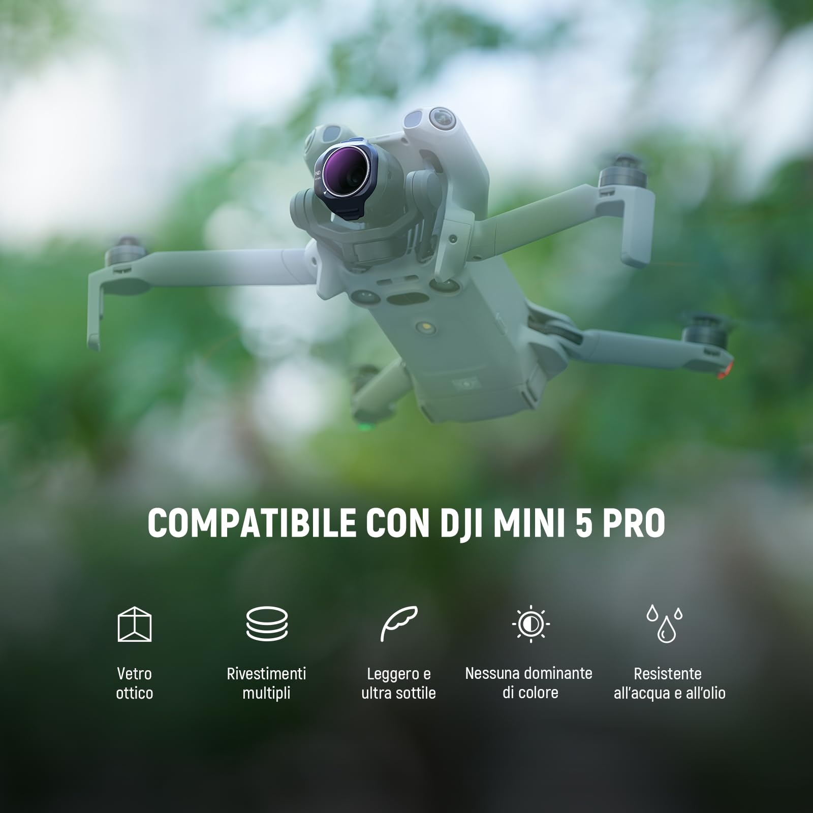NEEWER Set Filtro ND/PL Compatibile con DJI Mini 5 Pro Drone Camera, ND8/PL+ND16/PL+ND32/PL+ND64/PL, Filtri ND Polarizzati a Densità Neutra a Scatto per Lenti, Accessori per Fotografia Aerea, 4 Pezzi