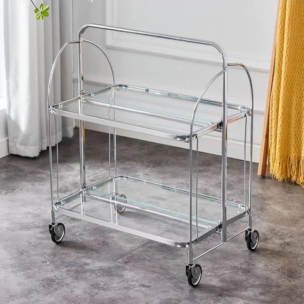Carrito de bar plegable con ruedas para cocina y fiestas caseras