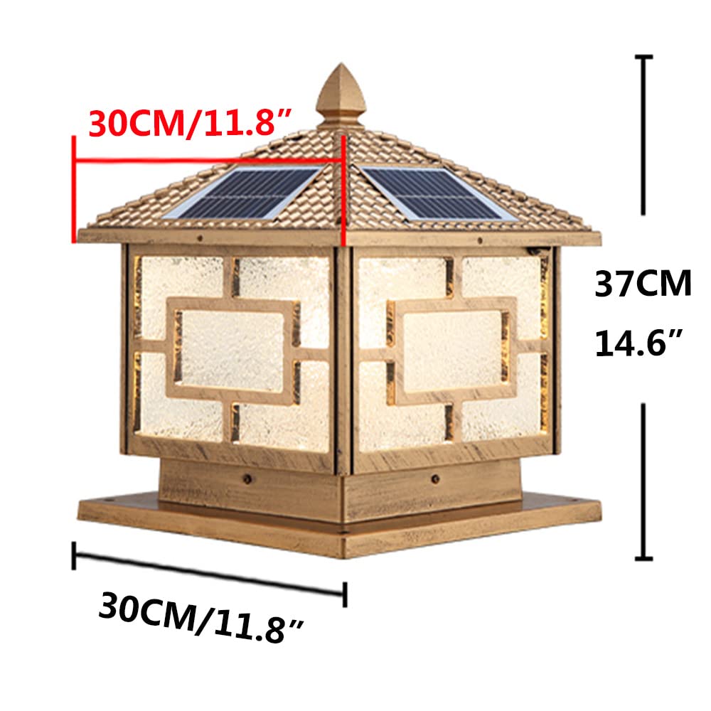 Lampadaire solaire LED pour portail extérieur IP55 - Trois couleurs à intensité variable - Lampe de terrasse en aluminium - Lampe stigmatisation pour jardin, allée, porche, nuit