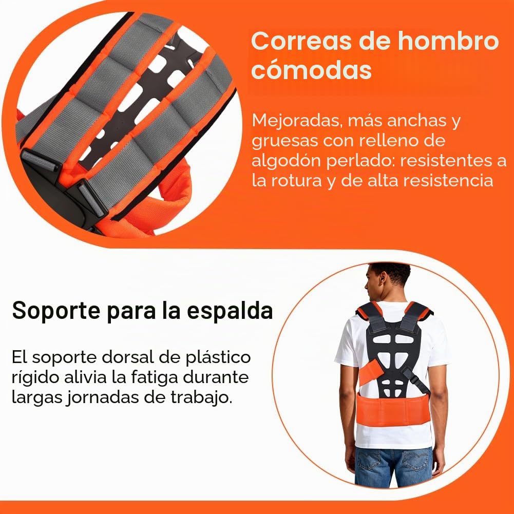 Correa de Hombro para Cortacésped, Correa de Cortacésped Ajustable de Doble Hombro, Nylon Duro, para Desbrozadora y Cortacéspeds (Anchura de Los Tirantes Cómoda)-Gris Anaranjado