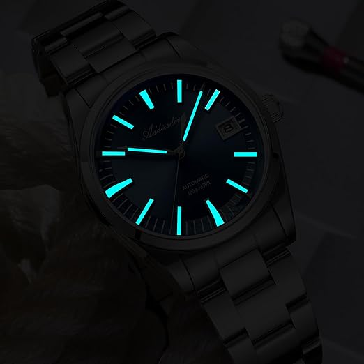 ADDIESDIVE 39MM Automatische Horloge Mannen NH35A Luxe Mannelijke Horloge BGW9 Lichtgevende Waterdichte 100M Analoge, Lichtblauw