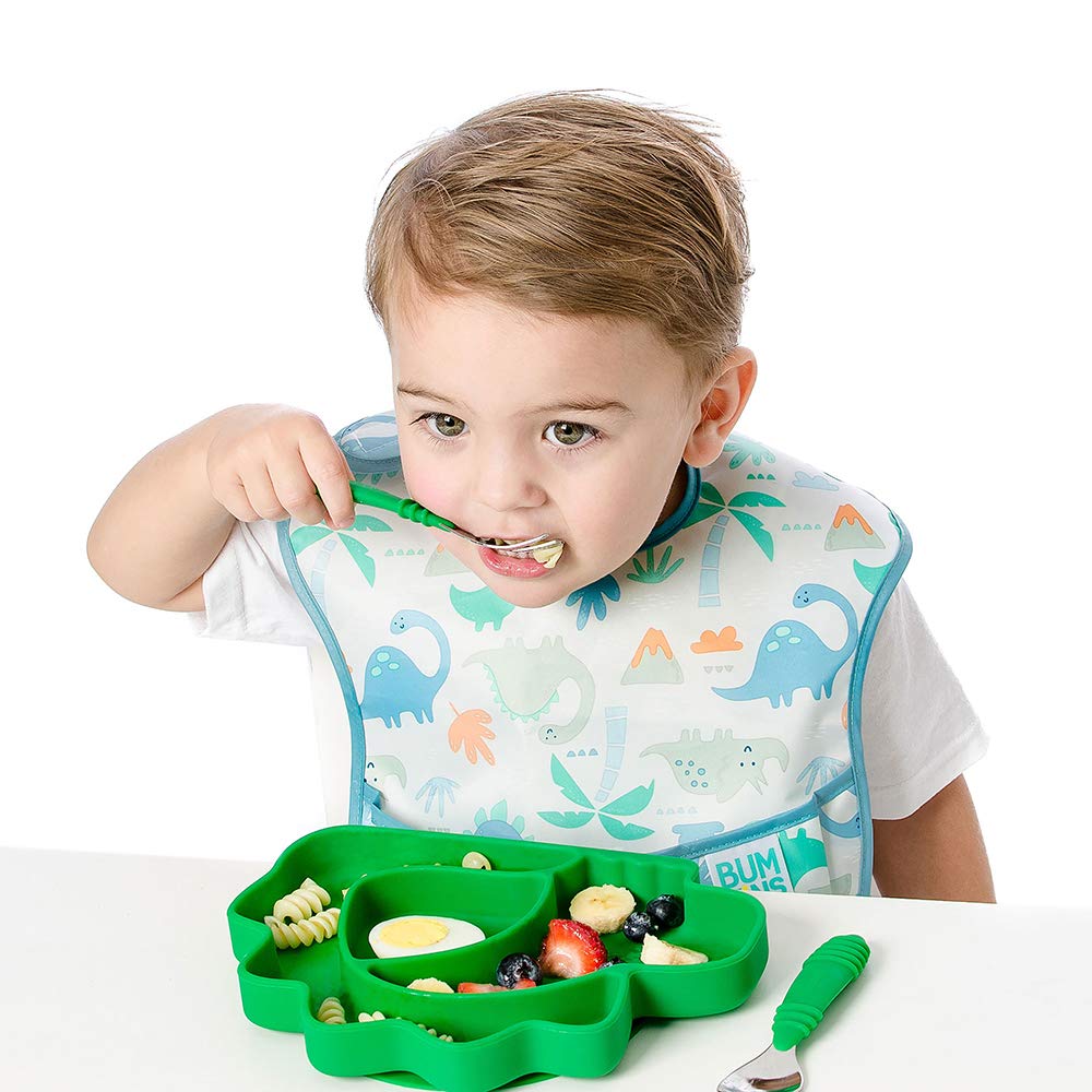 Bumkins Toddler Utensils, Kids Size Fork and Spoon Set, Silicone and Stainless-Steel Training Silverware - Image 4
