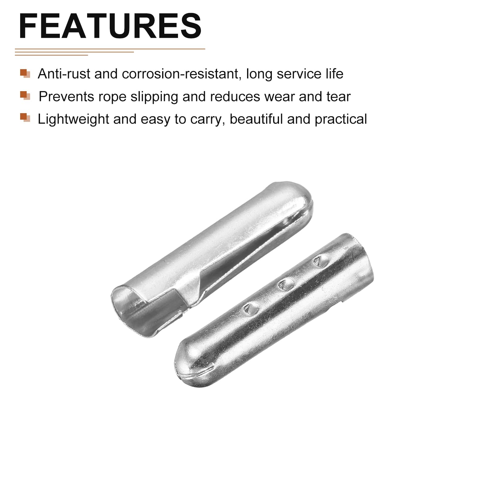 DTGN 4.5x20mm Metal Shoelace Tips - 40Pack - Good for Beach Pants Sneakers DIY - Brass Open Mouth Shoes Lace End Caps Replacement Cord End Tips - White - Image 3