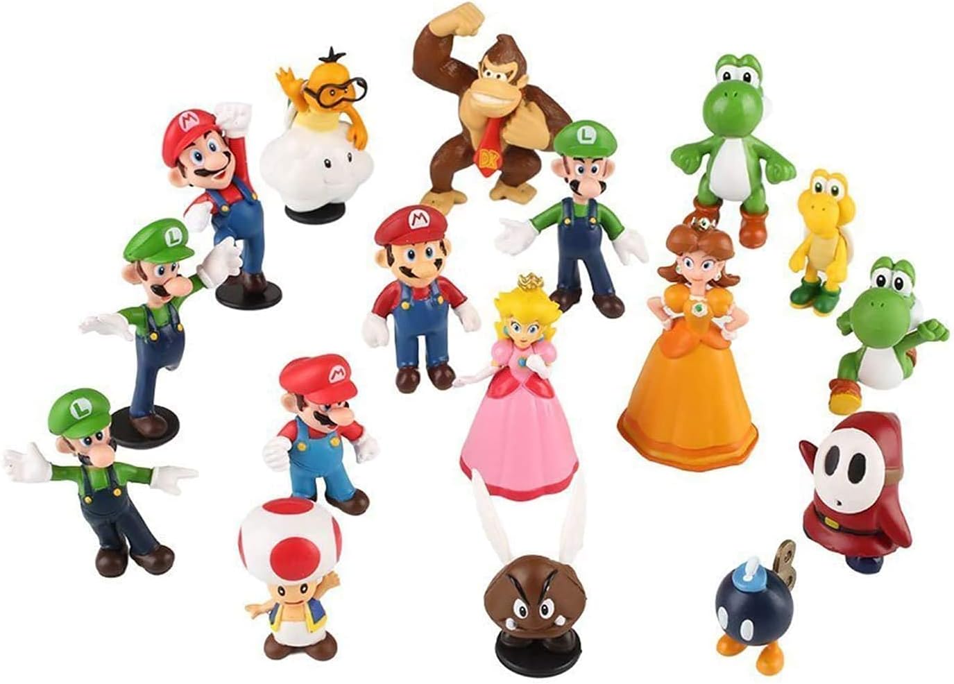 18 pcs Super Mario Brothers Action Figures Toys, Super Mary Action Figures Mini Toys (18pcs)