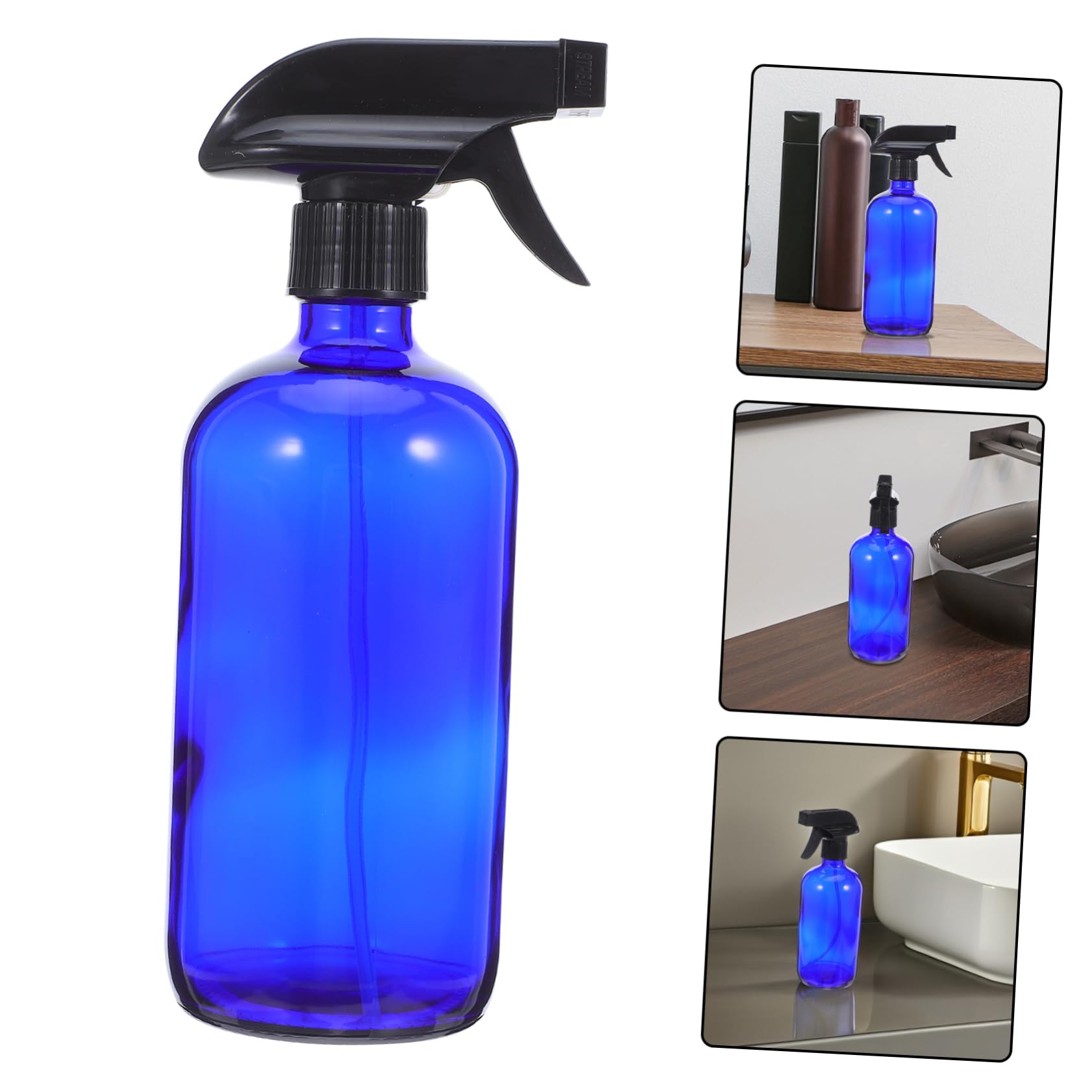 MAGICLULU Spray Bottle in Vetro 500ml Blu, Set Riutilizzabile | 2 Pezzi, Pompe a Pressione e Tappi Inclusi, Formato Leggero e Portatile per Viaggio