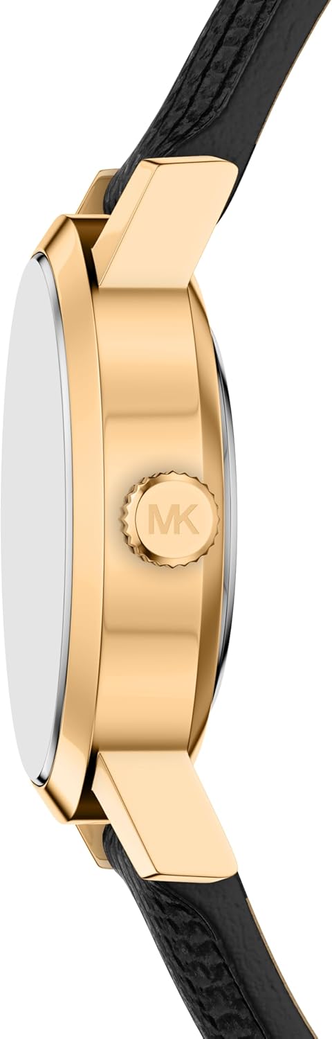 Michael Kors Women's Maude Three-Hand Black Leather Watch (Model: MK7585)