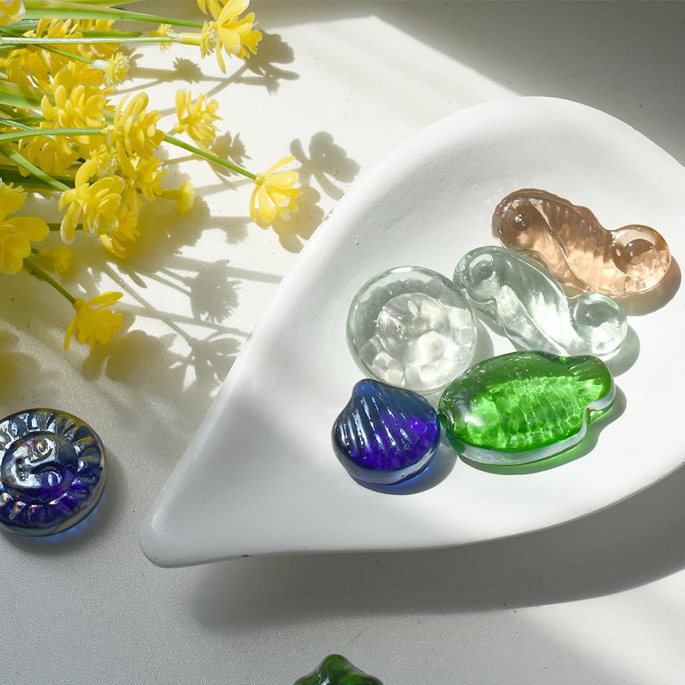 Galets en Verre pour décoration de 0,5 kg, Billes Plates en Verre pour Arrangements Floraux, vases, Pierres précieuses d'aquarium, décoration de Vase