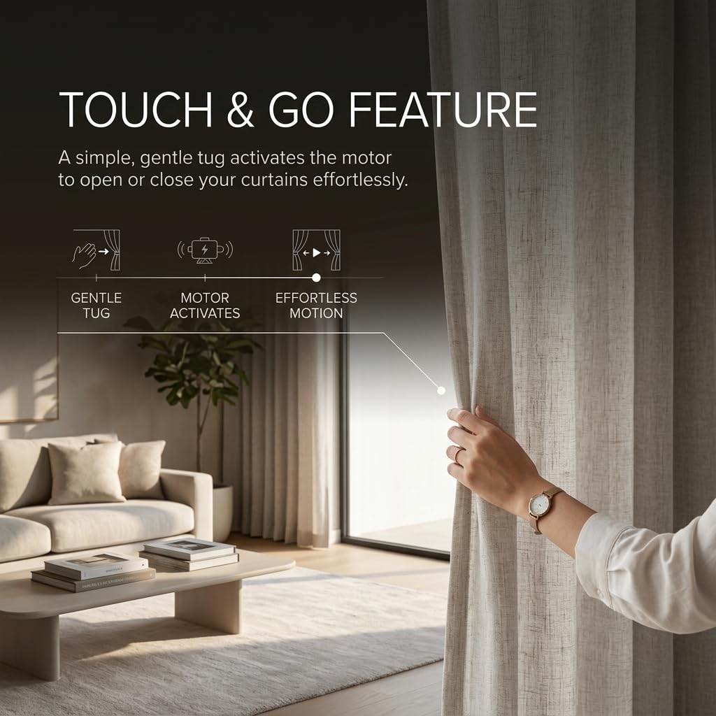 Quoya QL500 inteligentny system zasłon, elektryczna szyna do zasłon z automatyczną szyną 【Zmotoryzowane i regulowane prowadnice/drążek/drążek (do 5 metrów)