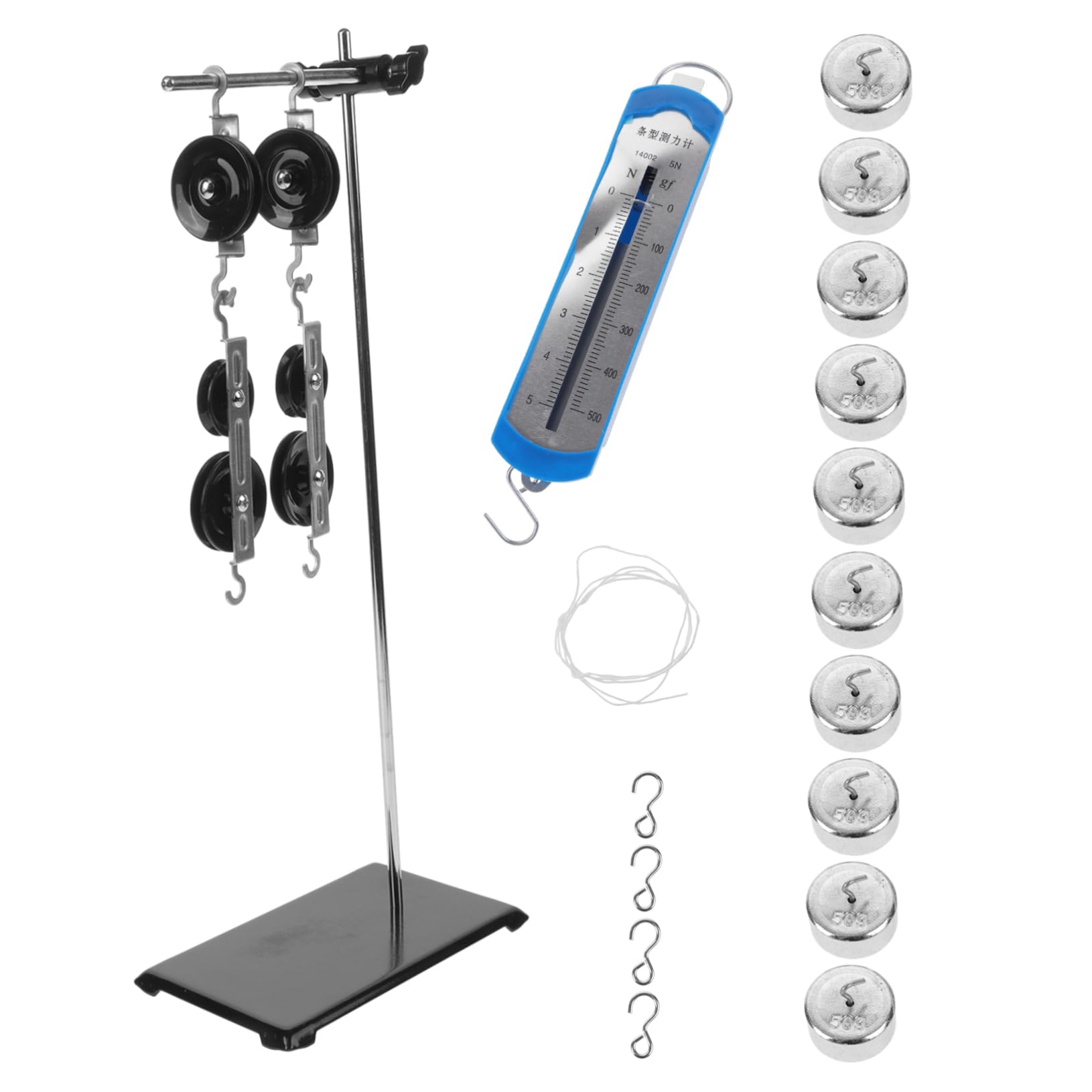 Juego de Poleas Didácticas Soporte Ajustable y Brida de Altura