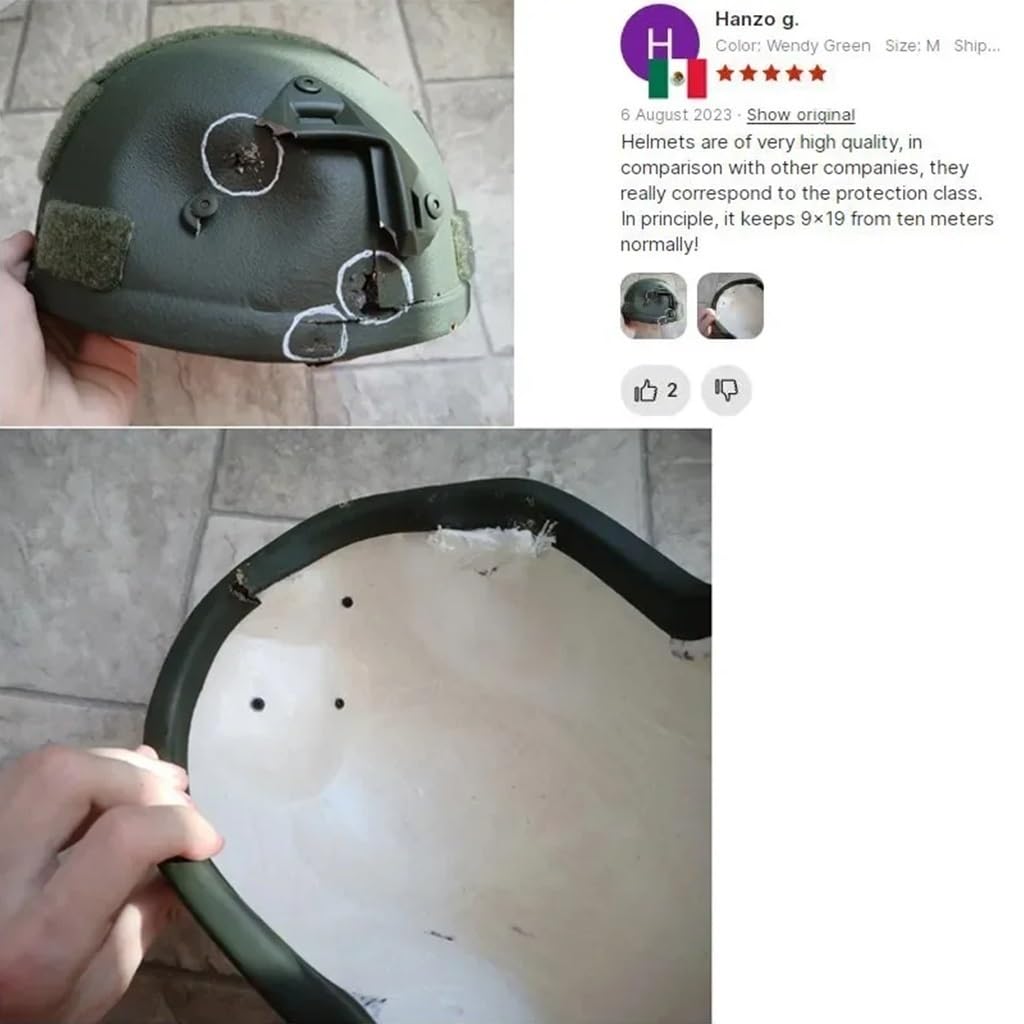 Casque tactique léger NIJ IIIA pour la chasse, casque en polyéthylène réglable de 55 à 62 cm, avec rails et compatibilité casque, 1,5 kg - 2