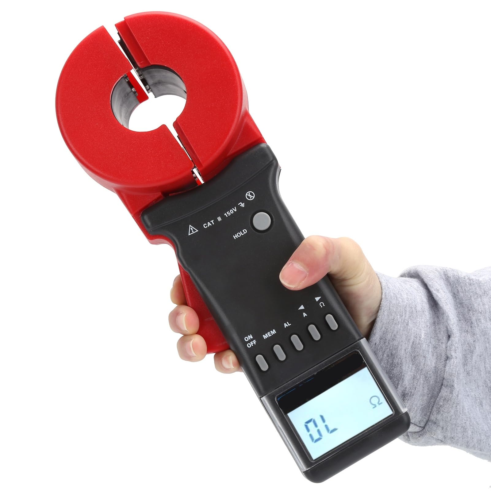 Hyuduo ETCR2100C Plus Tester Rezystancji Uziemienia Miernik Rezystancji Uziemienia Cęgowy 0,01 do 1200 Ohm 0mA do 30A z pamięcią Danych Niski Poziom Naładowania Akumulatora Automatyczne Wyłączanie dla