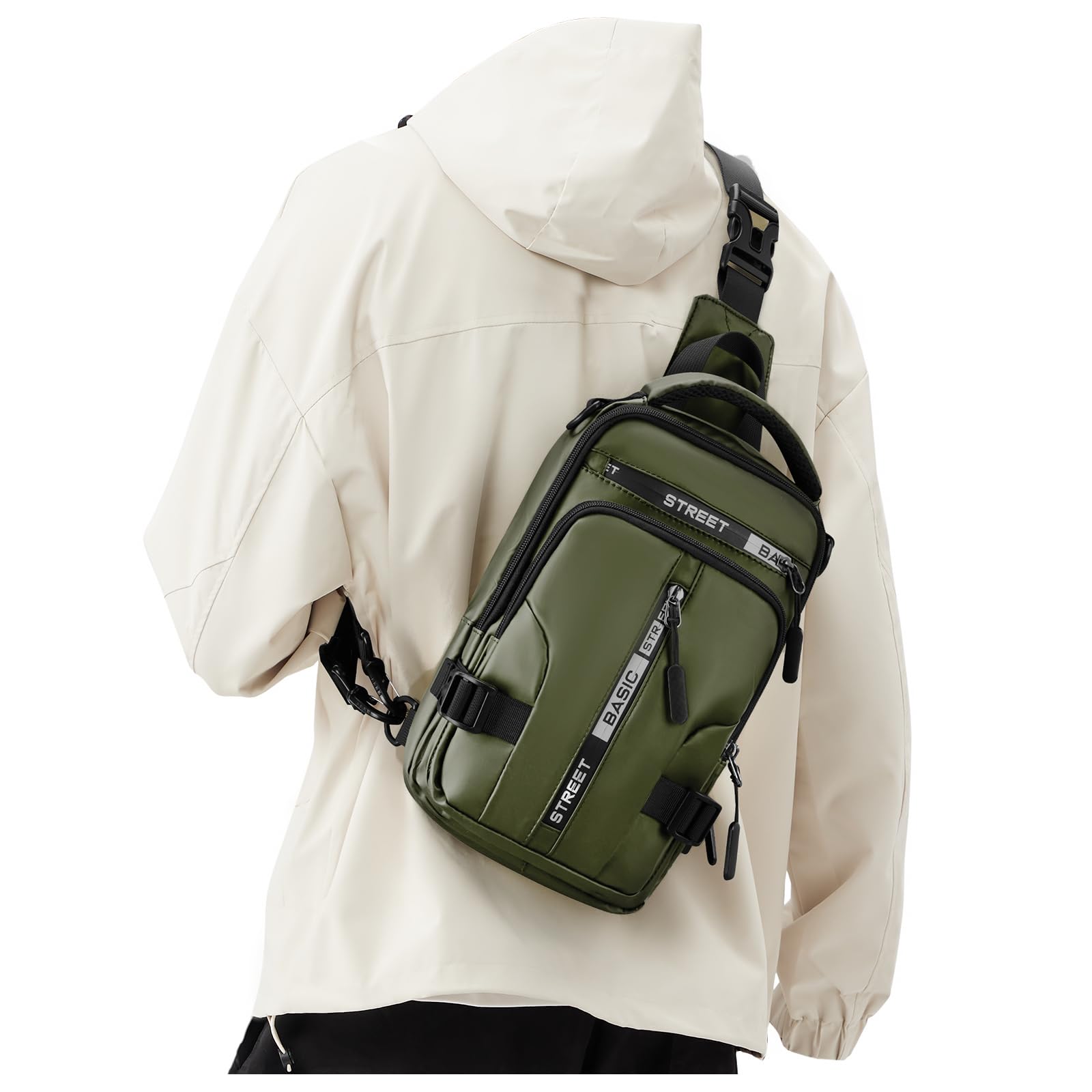 Crossbody Sling Backpacks Sling Bag for Men Women, Small Shoulder Backpack Motorcycle Chest Bags One Strap Backpack, Mini Chest Daypack for Casual