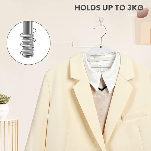 Vista 48 de BAGAIL Paquete de 50 perchas de plástico con diseño antideslizante, 0.2 pulgadas de grosor, gancho giratorio de 360°, organizador que ahorra espacio