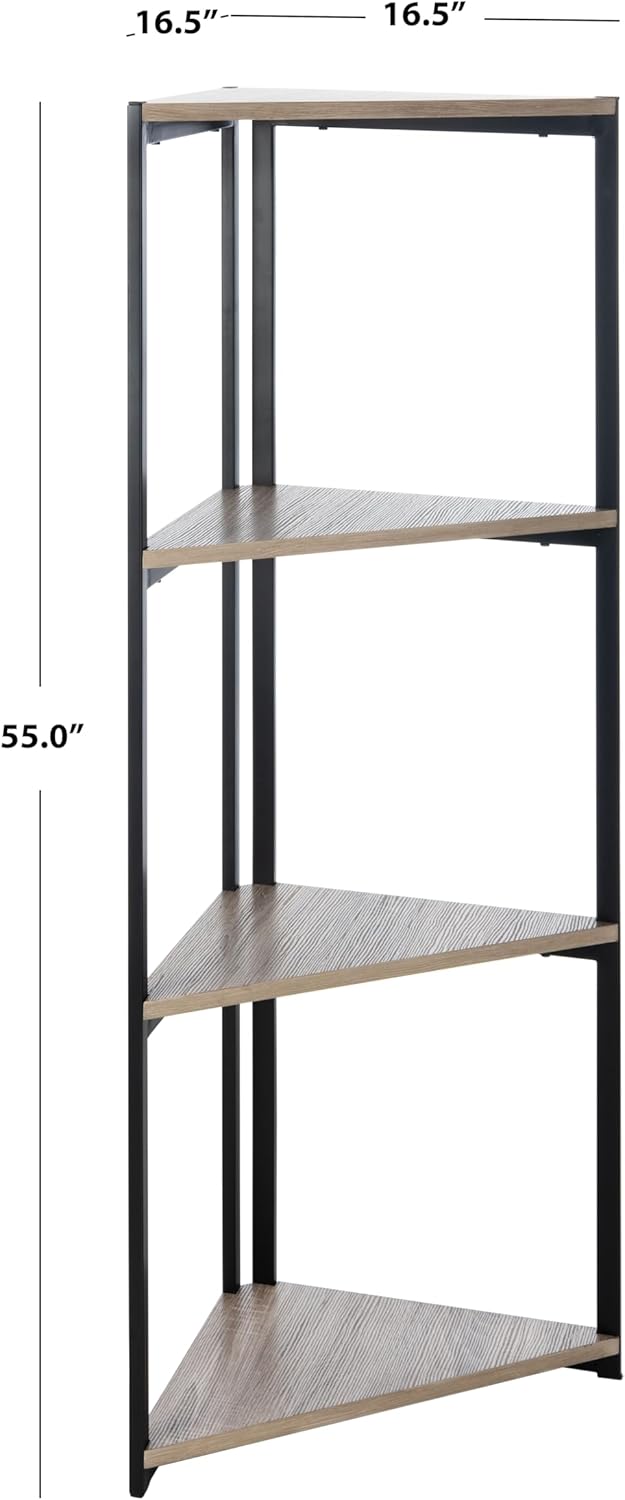 Safavieh Home Logan Light Grey Oak and Black 4-tier Corner Bookshelf