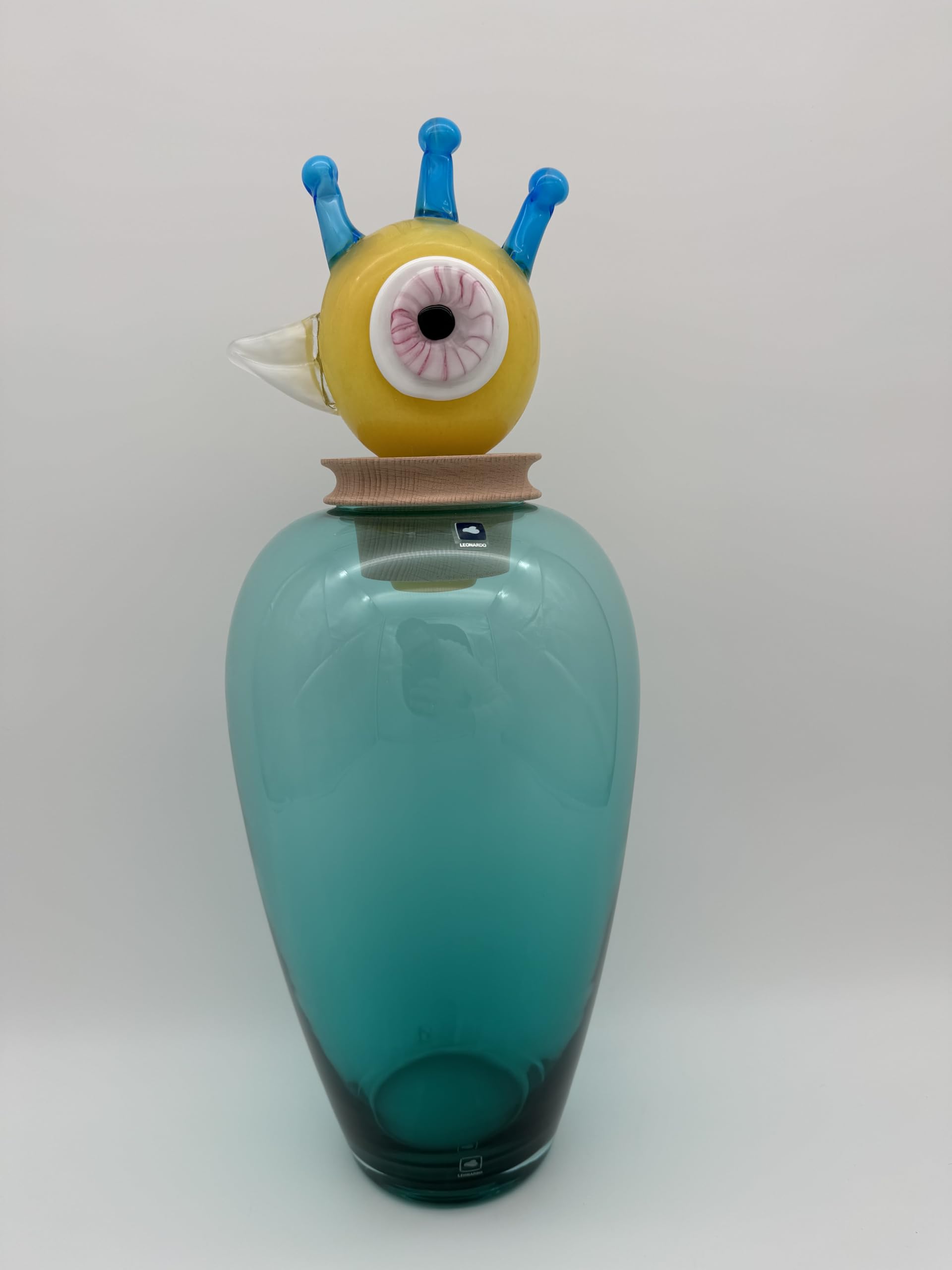 Vase en verre oiseau Leonardo Papageno Peppe pour decoration de table coloree