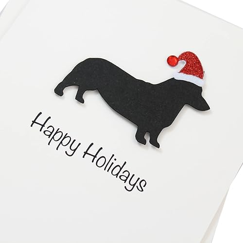 Miniatura 93 de Black Australian Shepherd Christmas Cards Pack of 10 Handmade Aussie Holiday Notecards White Base Dog with Santa Hat Black,Chocolate