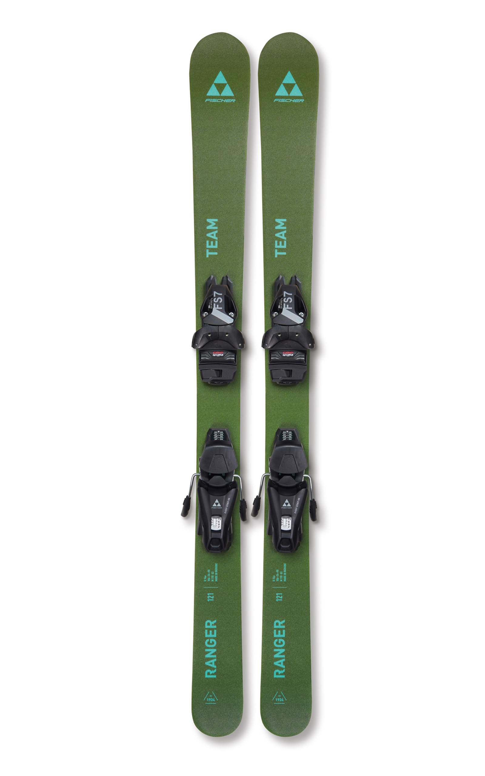Fischer Kinder Skier Ranger Team JRS 101 cm - Für schnelle Flips und Drehungen, Identische Fahreigenschaften Regular und Fakie, Oliv