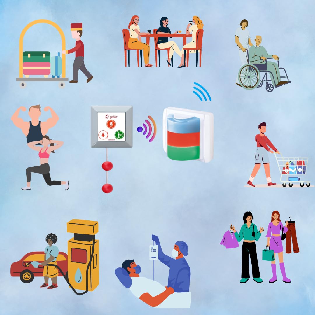 Kit Sistema di avvisi di allarme emergenza per bagno assistiti accessibili disabili, cliniche, repositori, ostacoli, ristoranti. Decreto Ministeriale