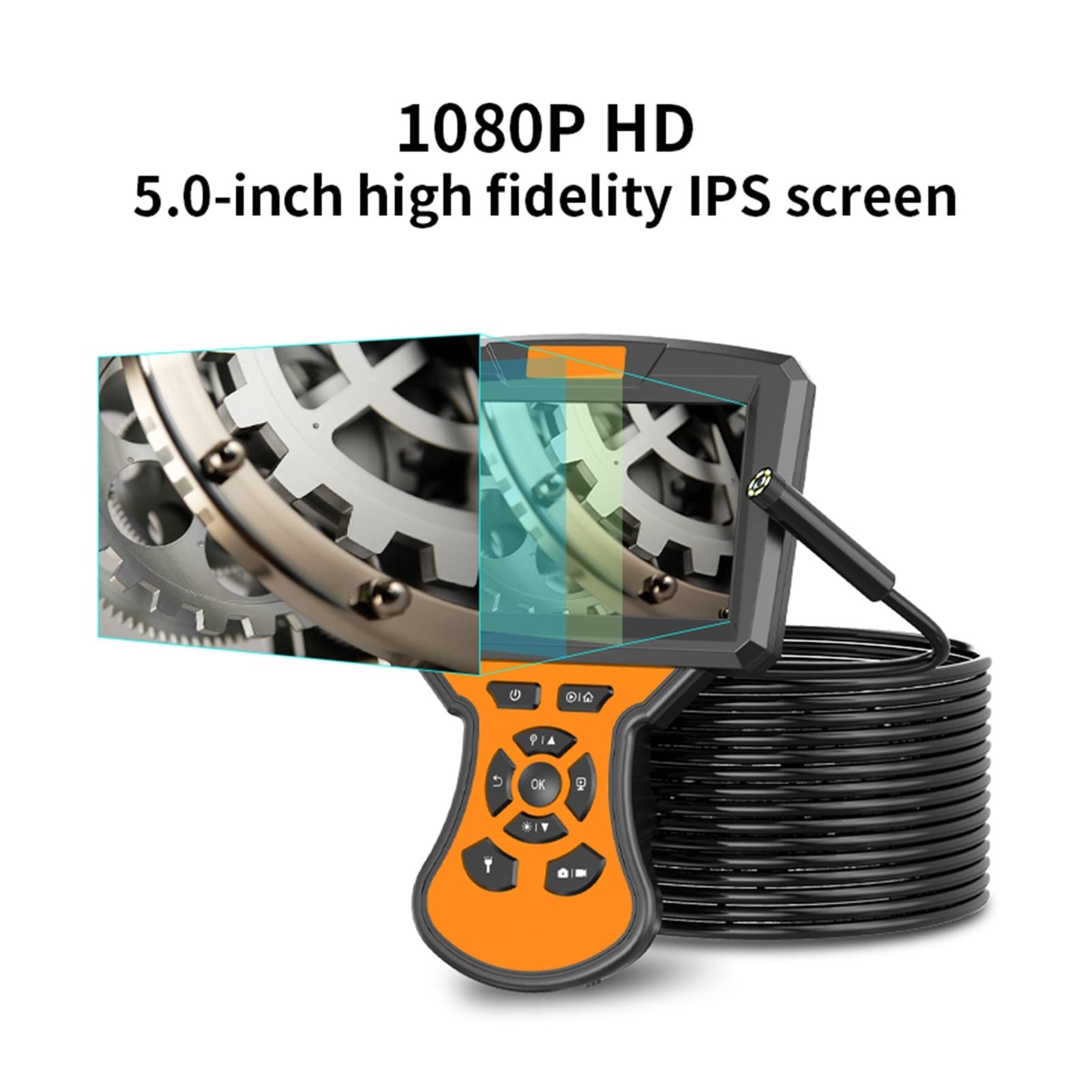 5 pollici IPS. Camera di ispezione Single & Dual Lens Lcd. Endoscope 3x Zoom. IP67. Fotocamera BoresCope impermeabile con 8 regolabili PORTATO(10m,8mm Single lens)