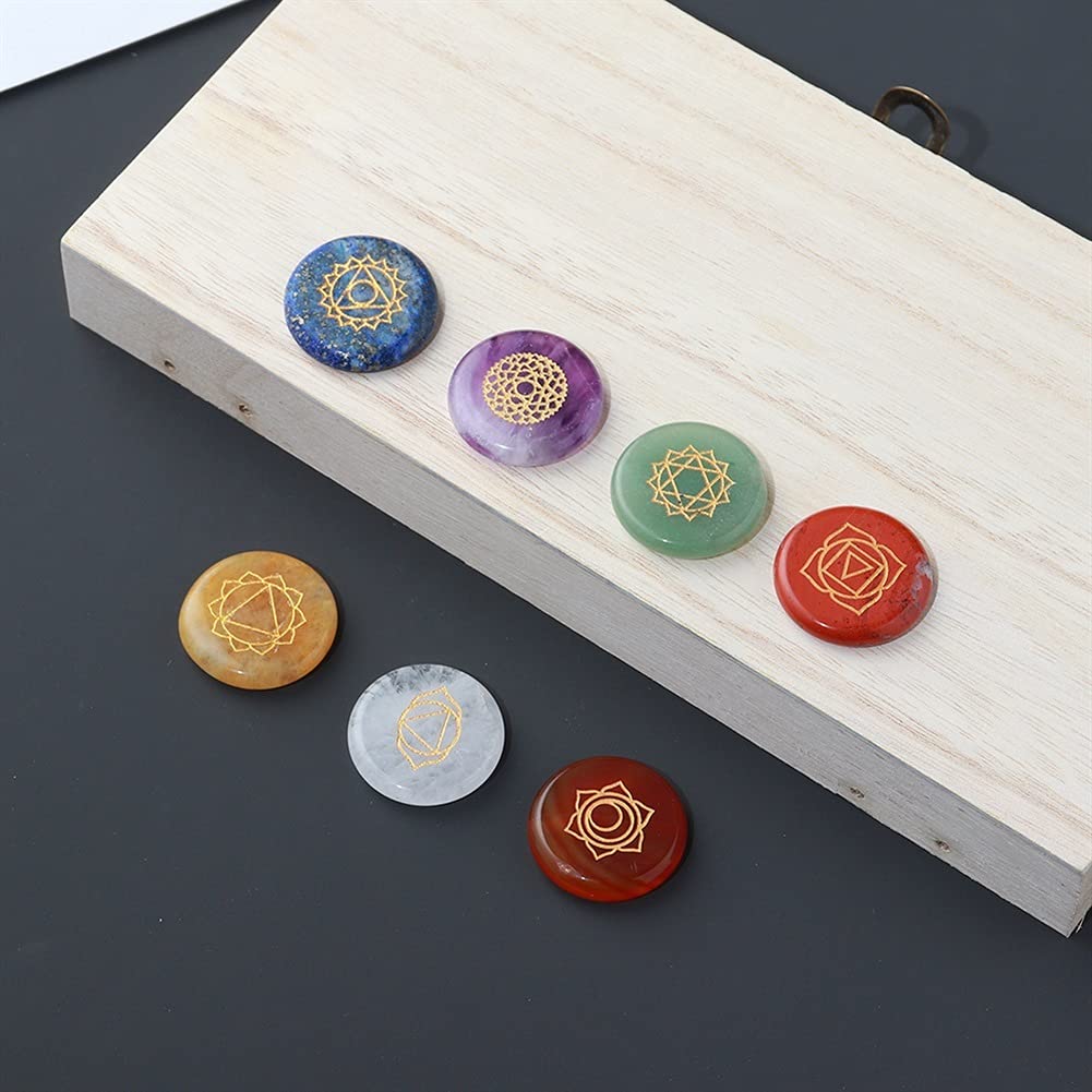 For 7 unid/Set Cristal Natural Siete Colores Piedra Cristal Cuarzo curación Yoga Aura Inicio Colecciones