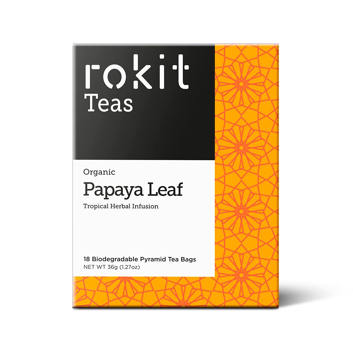 Rokit Teas | Organic Papaya Leaf | Herbal Tea | 18 Unbleached Tea Bags | Naturally Caffeine Free | Easy to Use | No Mess | 6 Boxes Containing 18 Tea Bags Each