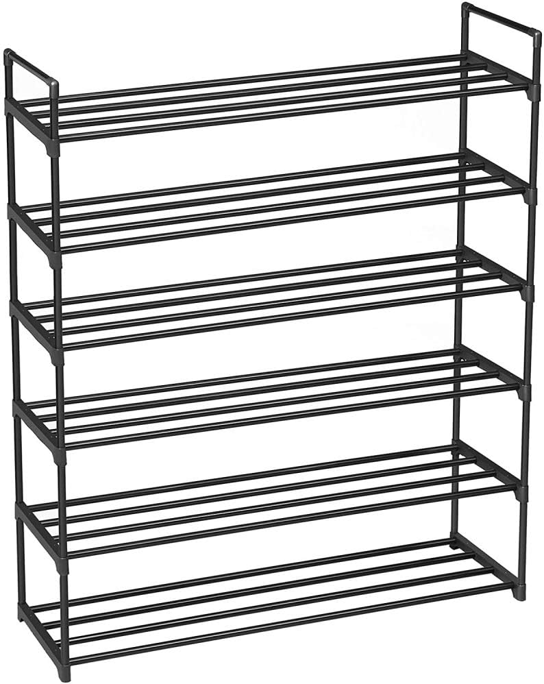 6 Tiers Shoe Rack Natural Bamboo Shoes Shelf Storage for Hallway Entryway Closet Wooden Stackable Shoe Organizer (Style A)