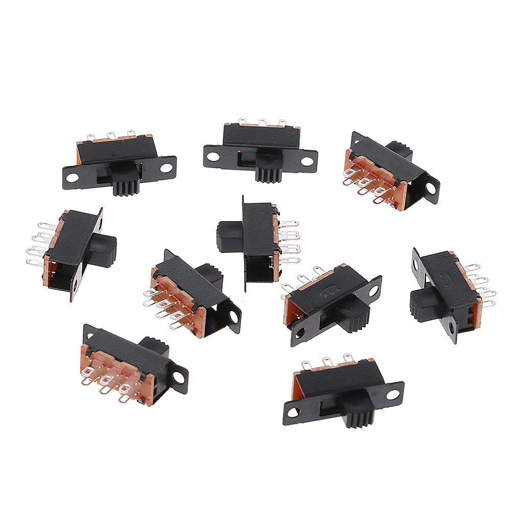 HELYZQ 10Pcs SS22F32 6 Pins 2 Positions DPDT On/On Mini Slide Switch 0.5A Toggle Switch