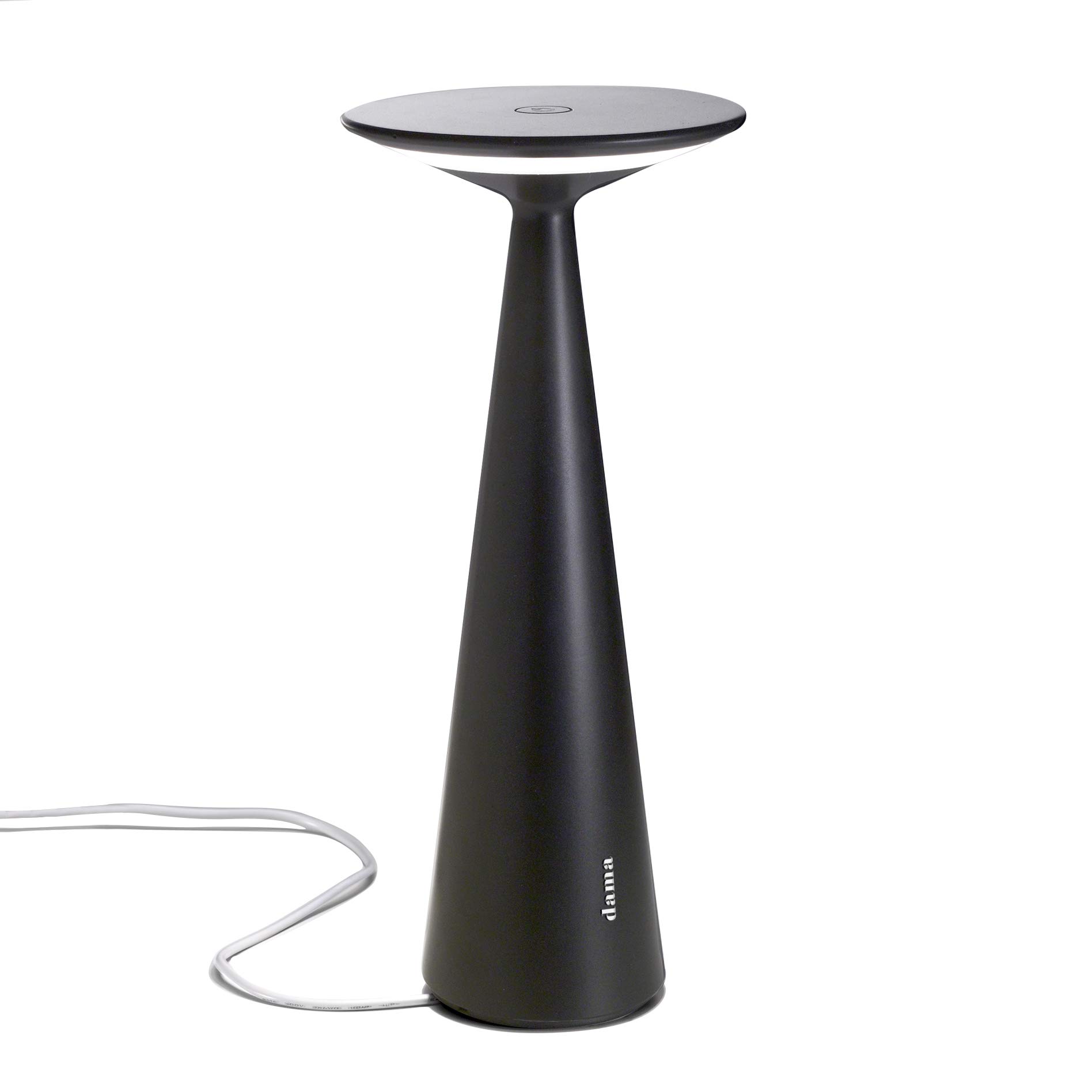Zafferano - Dama Lampada LED Dimmerabile da tavolo in alluminio, Protezione IP54, Uso Interno/Esterno, H29cm, Plug EU - Nero