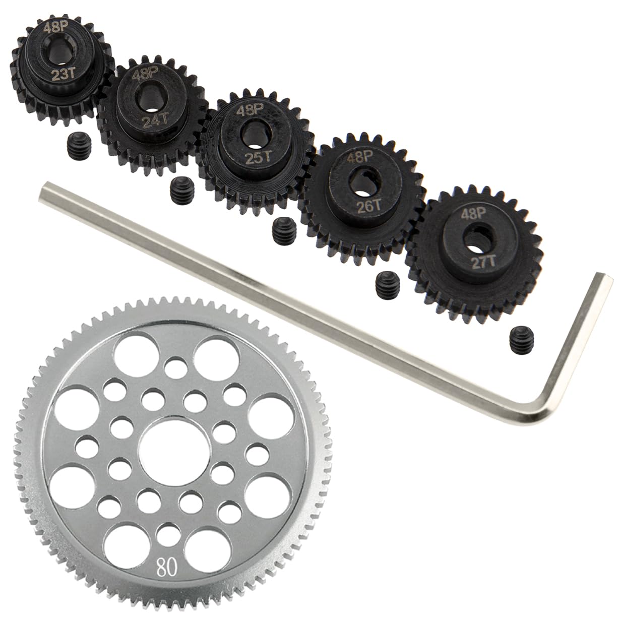 Amazon.com: Metal 48P Spur Gear 80T & Steel 48P 3.175mm Pinion