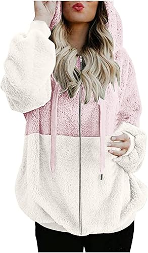 RMXEi 2022 - Sudadera con capucha para mujer, abrigo de invierno cálido con bolsillos con cremallera, abrigo de algodón para exteriores