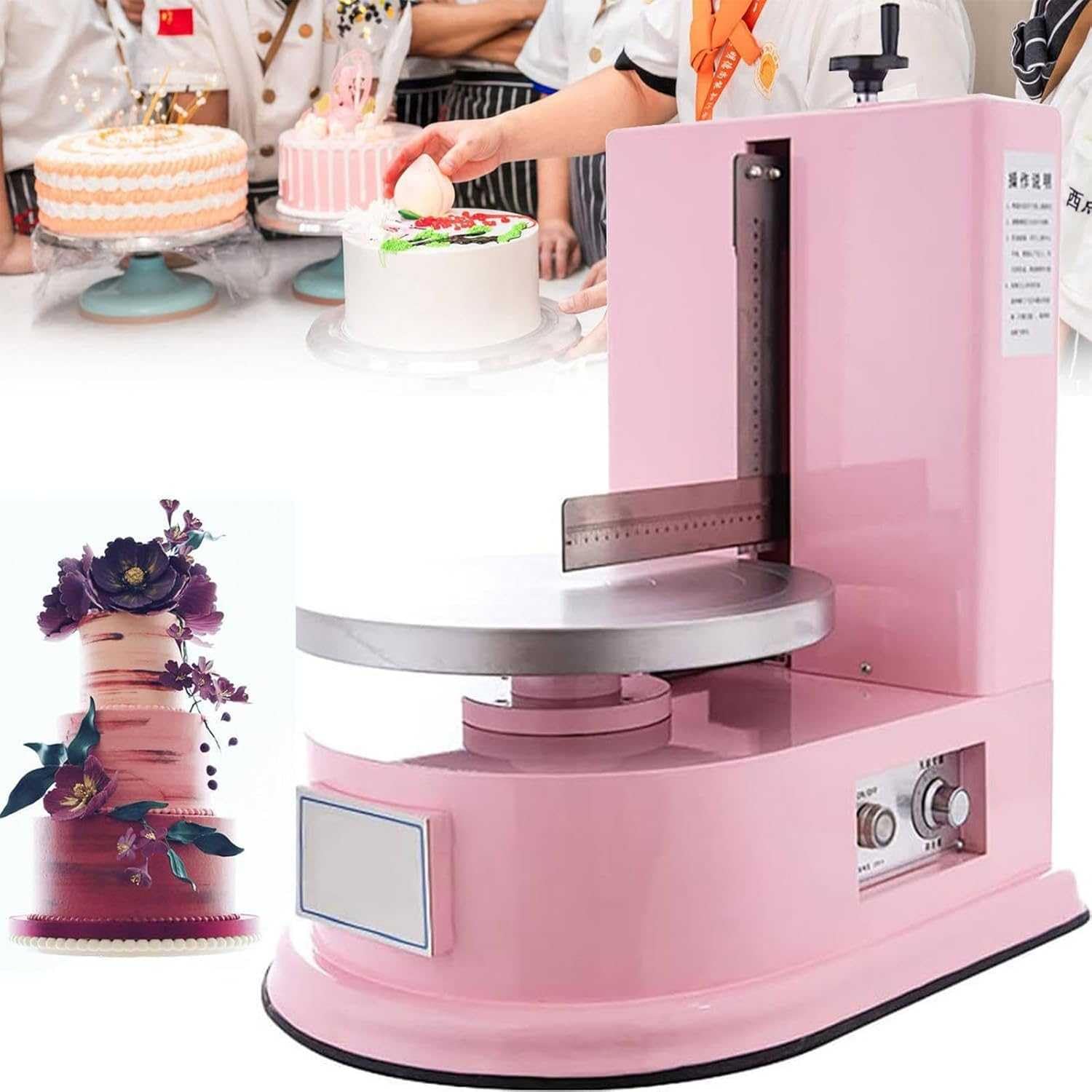 Máquina para decorar la cubierta de la crema de mantequilla para tartas, utensilios para la cocción de tartas de cumpleaños de 4-12 pulgadas, máquina para aplanar el aplicador para decorar,rosa