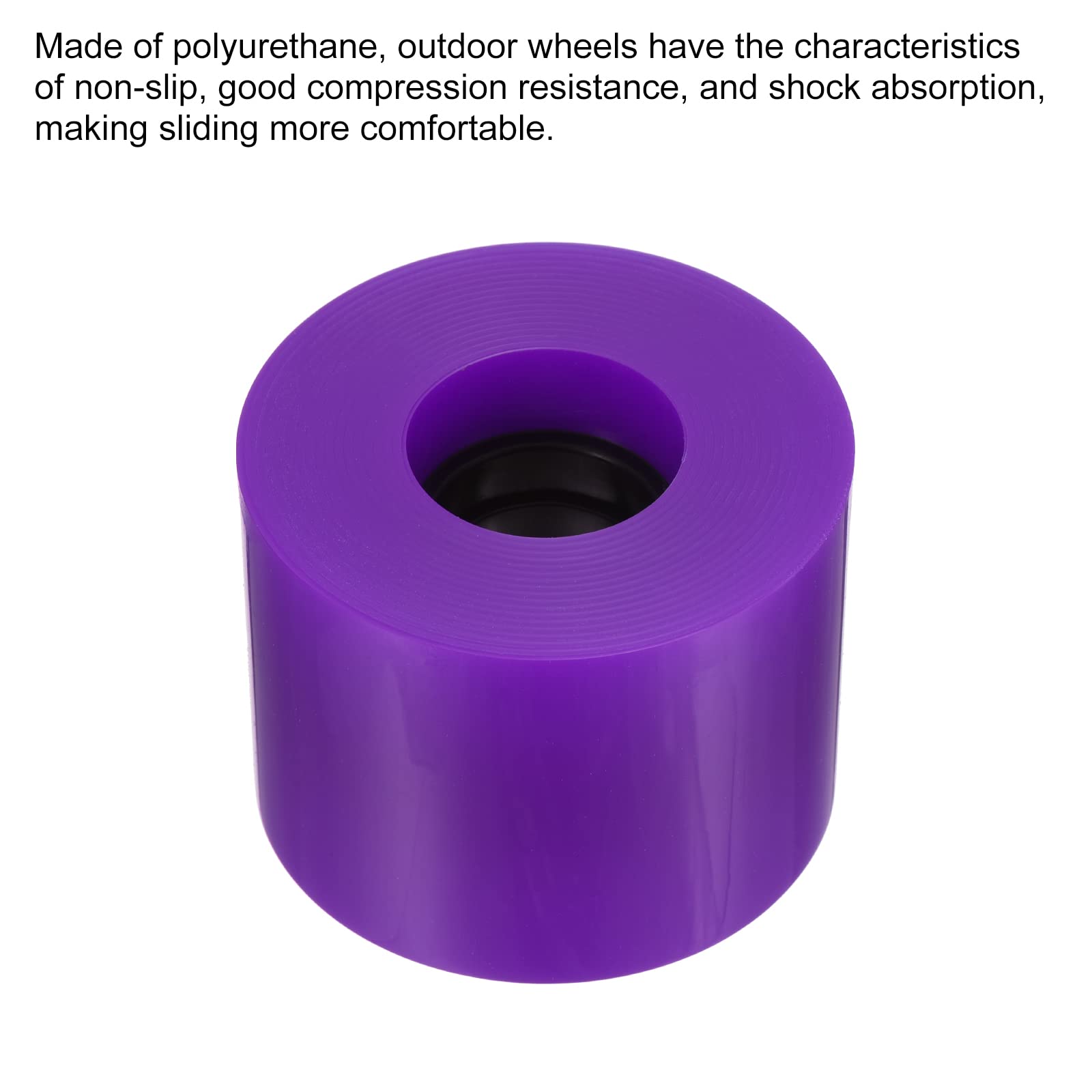 PATIKIL Lot de 4 roues de rechange pour longboard de 60 mm - 78 A - Violet