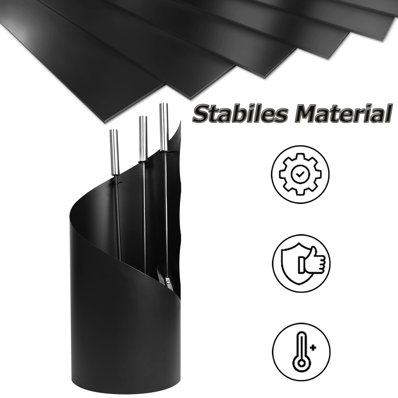 TRMLBE Kaminbesteck 5-teilig - Edelstahl Set Mit Ständer Schwarz