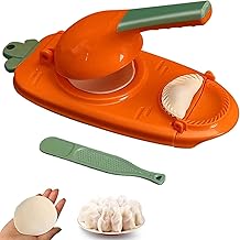 CAVLA 2 in 1 Dumpling Maker, New Version Dumpling Skin Artifact DIY Dumpling Maker, Household Manual Dumpling Maker Machine, Dumpling Press Dumpling Mould, Kitchen Dumpling Making Tool (Orange)