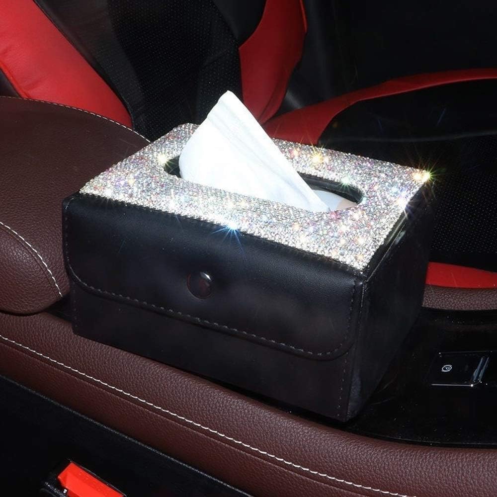 Tissue Box Car Tissue Box Rhinestone Crystal Auto Tissue Holder Hanging