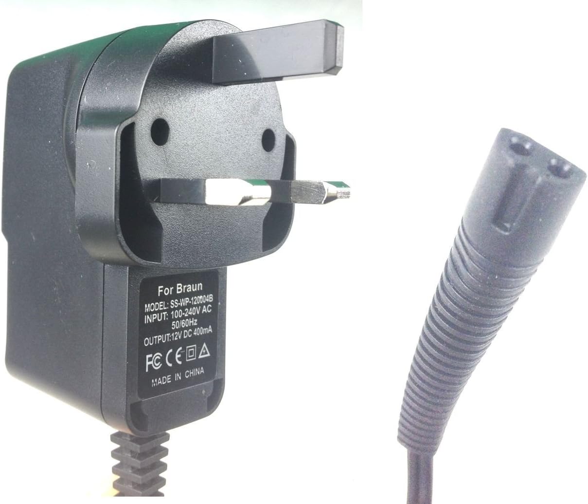 nEW! Braun Series 3 380 Mens Shaver 3 pin UK Power Charger With Flexible Lead