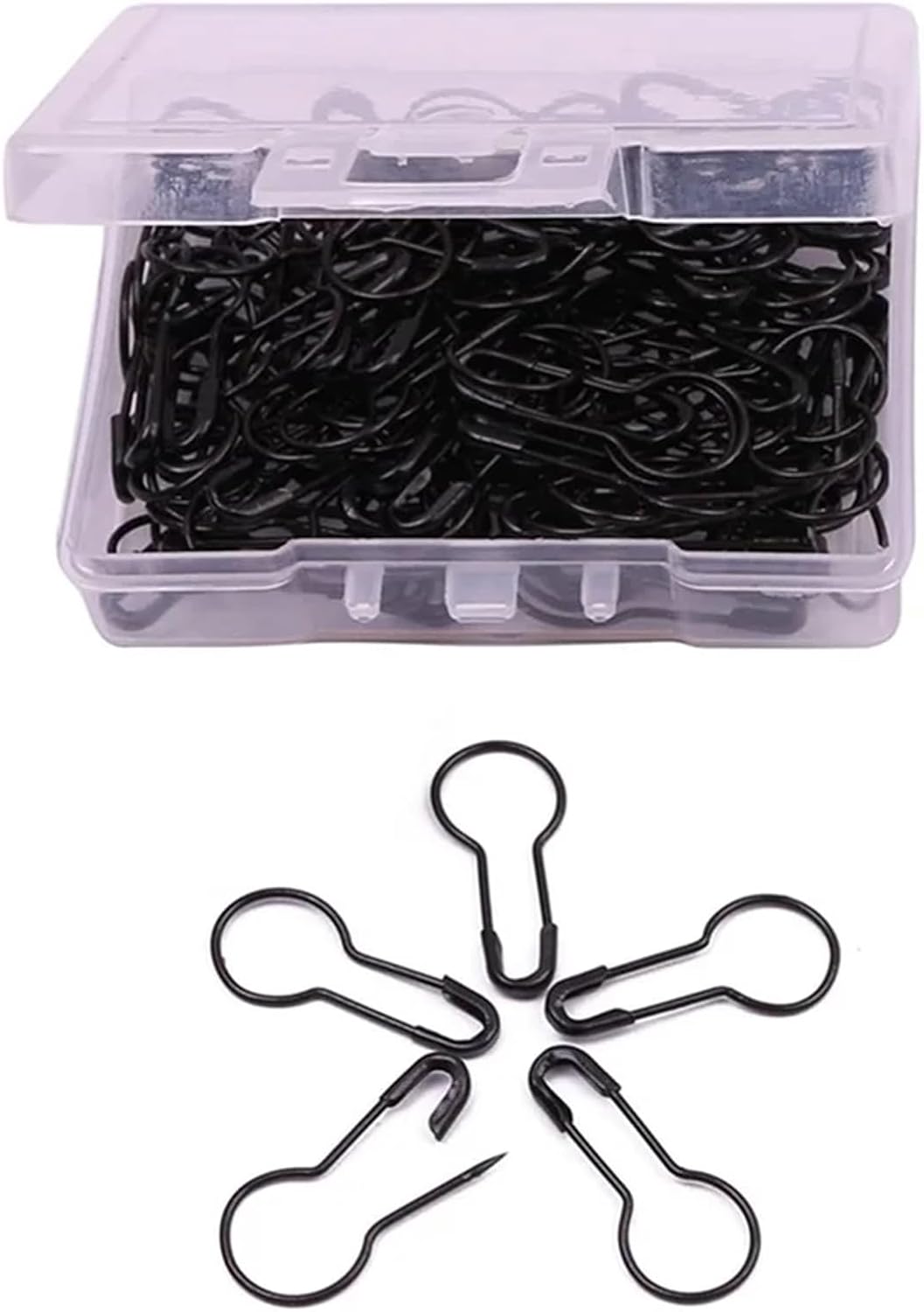 Safety Pins 10Box Metal Gourd Needles DIY Handmade Sewing Tools Clothing Fixing Safety Pins Buckle with Quilting Box(Black)