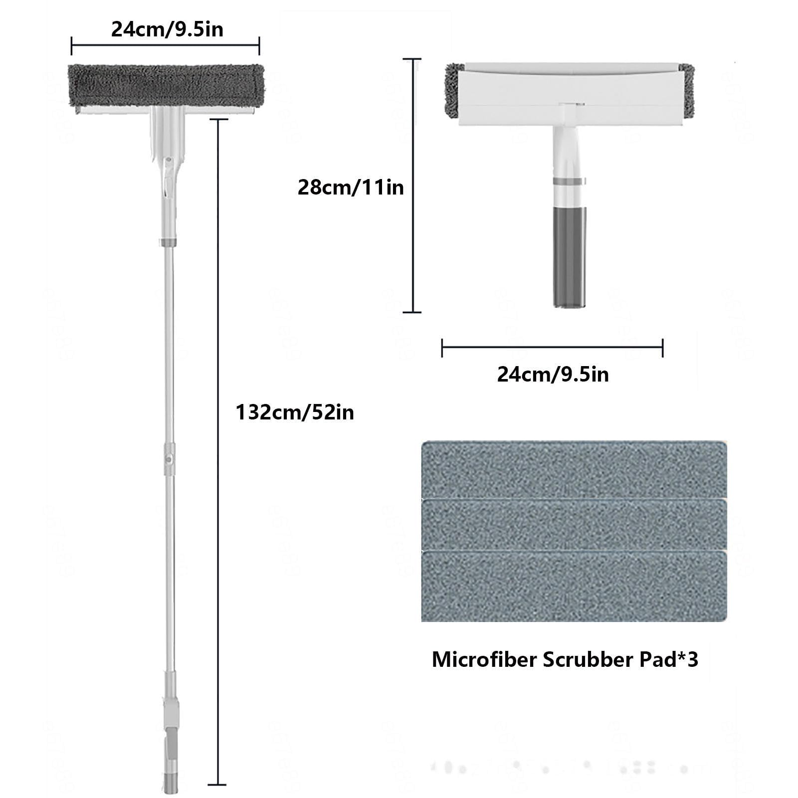 4 en 1 Spray Limpiador De Cristales con Colector De Aguas Residuales Y 3 Paños Microfibra, Limpiador De Cristales con Varilla De Extensión para Baños,Ventanas,Espejos