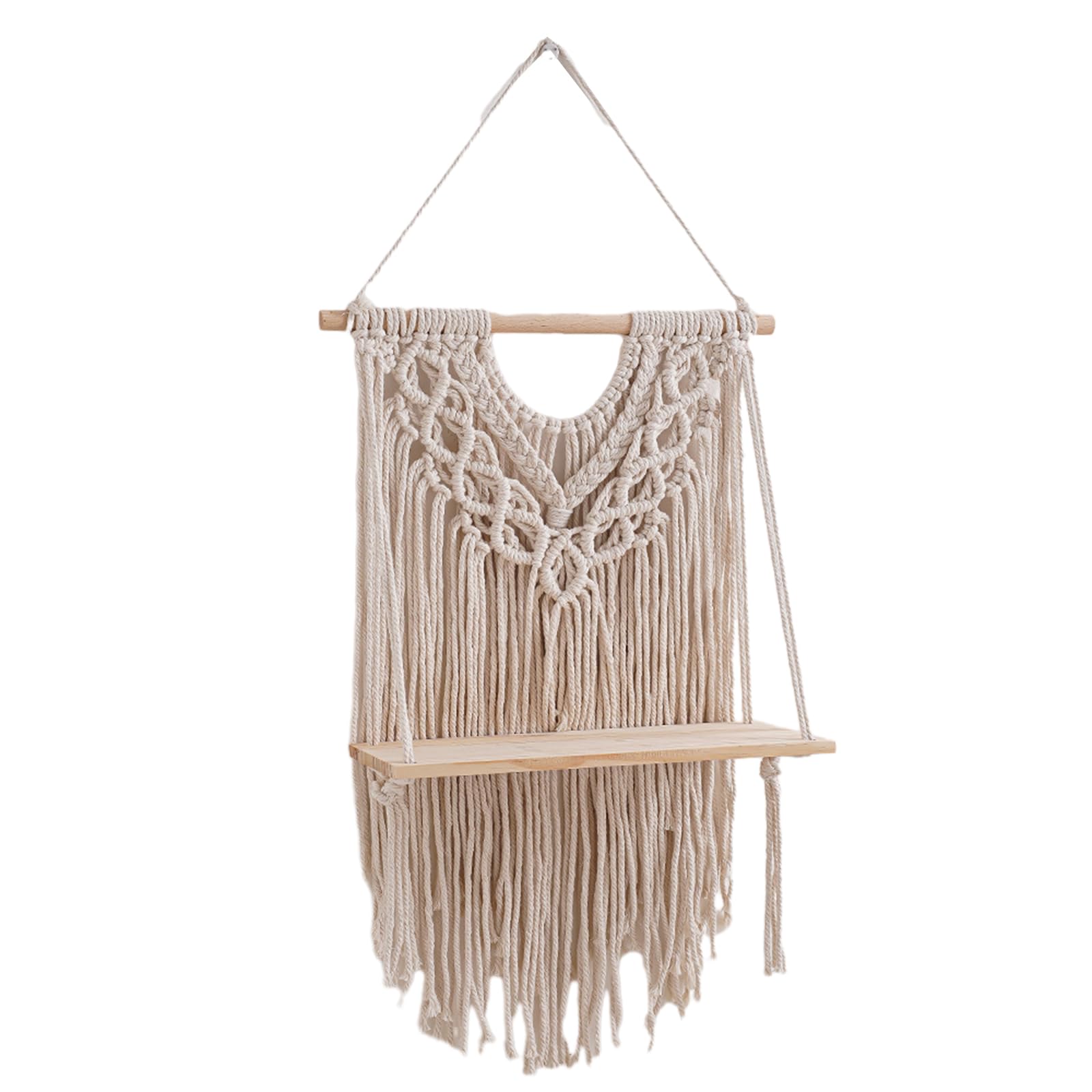 Kalttoy Creamy White Cotton Rope Rack Wall Decoration Hand-Woven Tapestry Shelf For Personalized Wall Decor Handcraft Unique