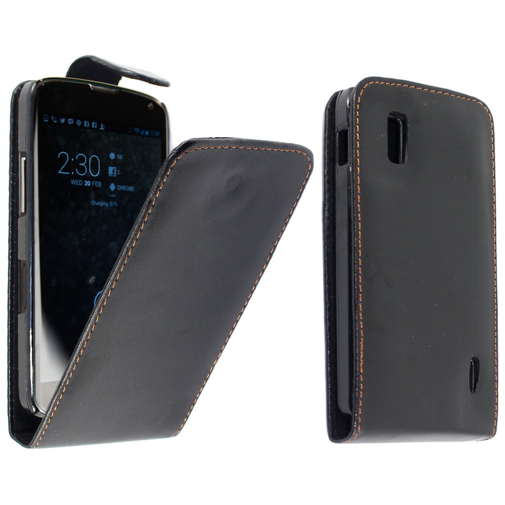 ebestStar - compatible with LG Nexus 4 Case E960 Slim Protective PU Leather Cover, Shock proof Full protection, Black [Phone: 133.9 x 68.7 x 9.1mm, 4.7'']