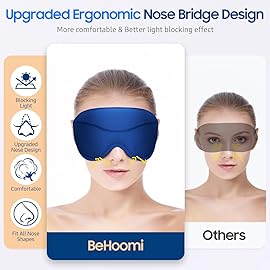 BeHoomi Sleep Mask, Premium Eye Mask for Sleeping, Total Blackout, Superior Soft Comfort, Upgraded 3D Ergonomic Designed Sleeping Mask for Home, Office, Travel, Meditation, Royal Blue