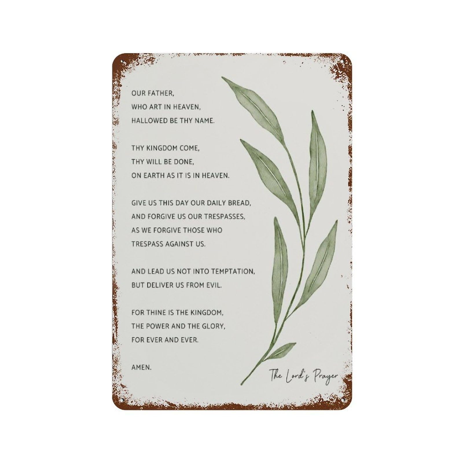 xiaoxiaoshen The Lords Prayer Our Father Prayer Bible Verse Wall Decor Art Metal Tin Poster Modern Home Decor Art Home Bar Shop Decorations Vintage Sign 30x20cm