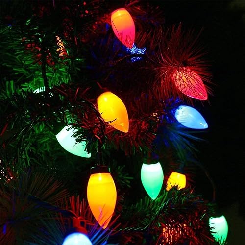 Miniatura 2 de Luces de Navidad C9, 33 pies, 50 luces LED de Navidad para exteriores, 5 juegos conectables, IP65 impermeable para interiores y exteriores, luces de
