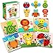 Produktbild lenbest 6 Pcs Kinder Holzpuzzle, Lebendiger Hintergrund Steckpuzzle Holz Montessori Spielzeug, 3D Ungiftig Tier Puzzle Lernspielzeug Weihnachten Geburtstag Geschenk für Baby Kinder